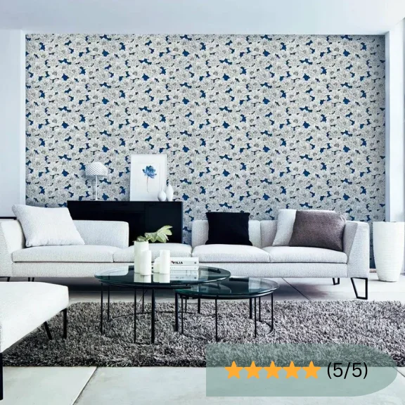 Blue Blossom Living Room Wallpaper in Dubai