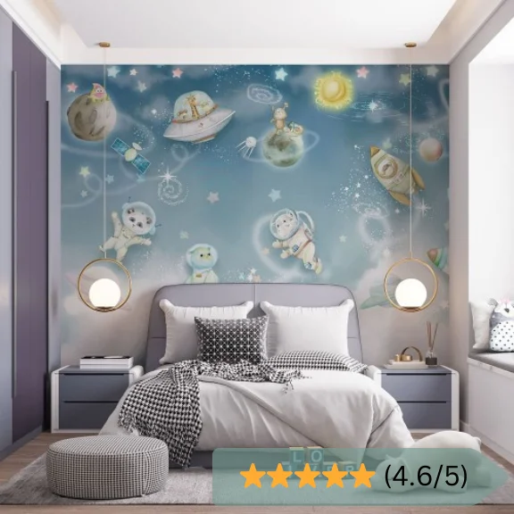 Cosmic Adventure Cartoon Kids Wallpaper in Dubai