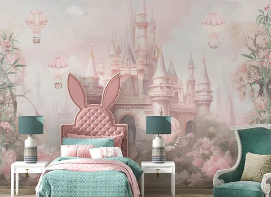 Dreamy Princess Castle Kids Room Wallpaper in Dubai