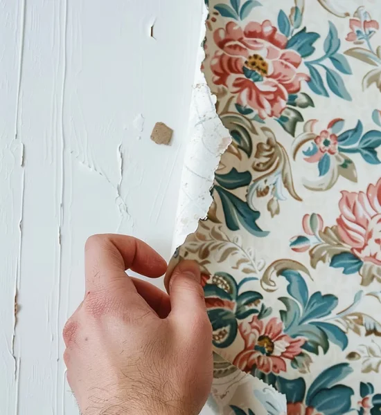 Floral Wallpaper Removal Without Wall Damage in Dubai