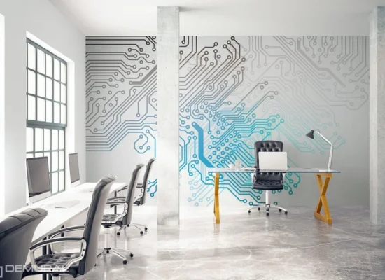 Futuristic Circuit Board Office Wallpaper in Dubai