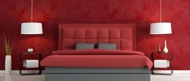 Luxurious Red Textured Bedroom Wallpaper Design in Dubai
