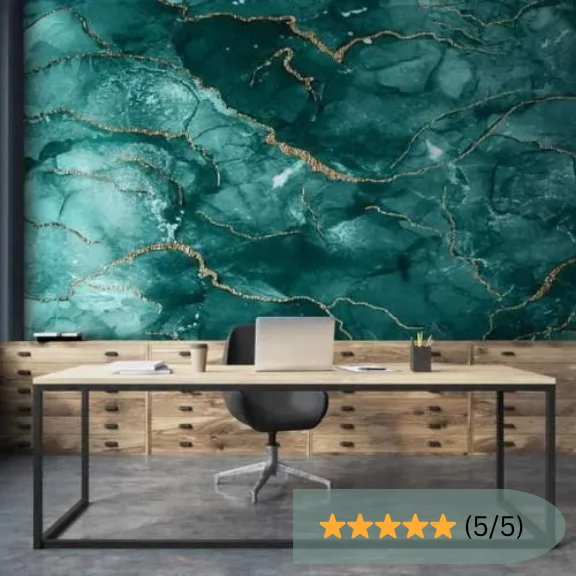 Luxury Green Marble Effect Office Wallpaper in Dubai