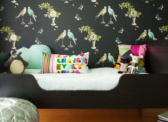 Playful Birds & Blossoms Kids Wallpaper in Dubai