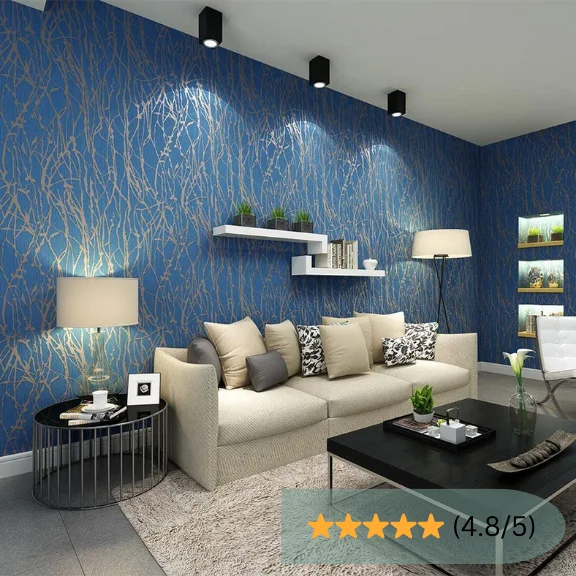 Royal Blue & Gold Abstract Wallpaper in Dubai