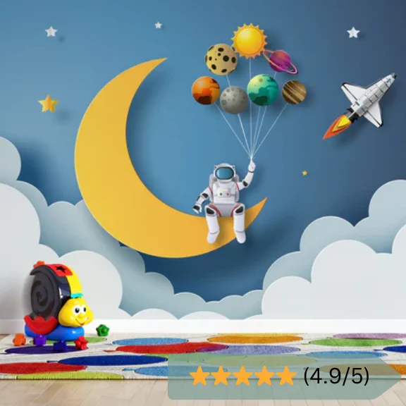 Space Adventure Astronaut Kids Wallpaper in Dubai