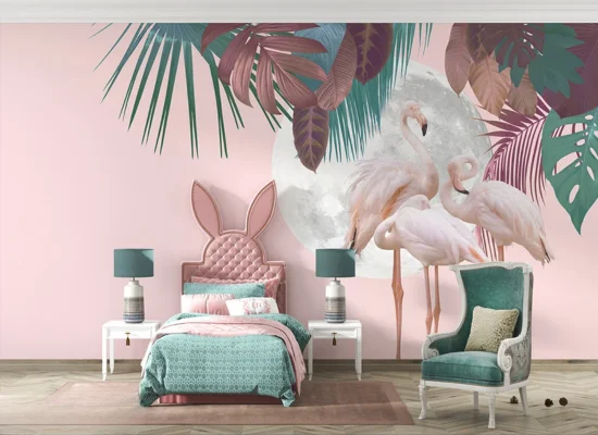 Tropical Flamingo I Kids Wallpaper In Dubai