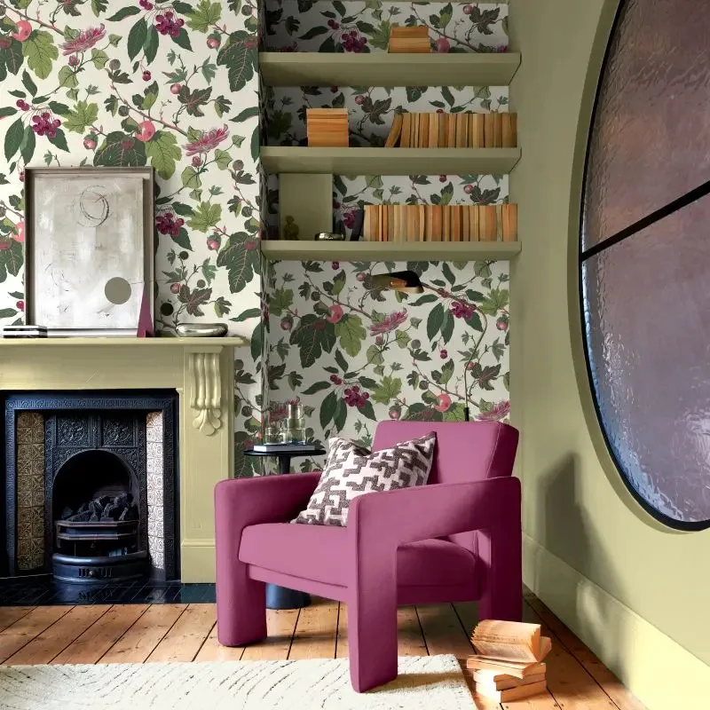 Modern floral wallpaper living room Dubai