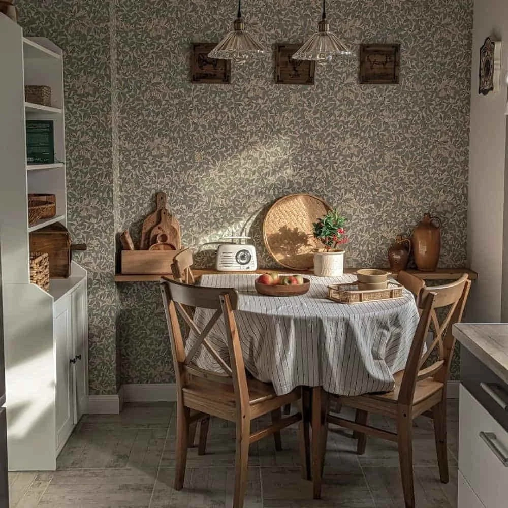 Rustic Floral Wallpaper for Kitchen Walls in Dubai