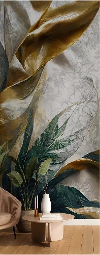 Technicians installing wallpaper in Dubai interiors